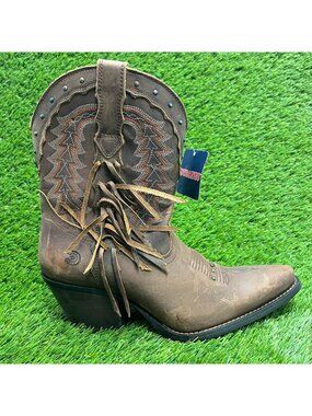 Durango Crush Women Size 7.5 Brown Cowgirl Western Snip Toe Zip Up Fashion Boots